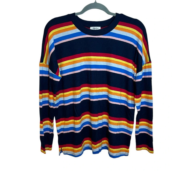 NWT Style & Co Rainbow Stripe Lightweight Sweater - Picture 1 of 4